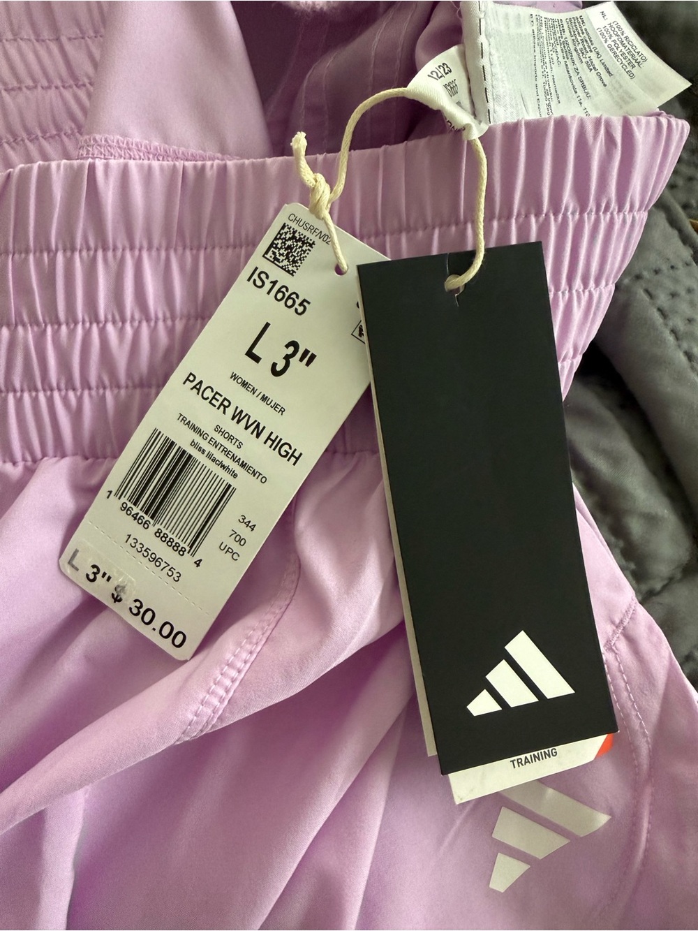 Adidas Women’s Lavender Pacer 3” Running Shorts Size L - Picture 3 of 3